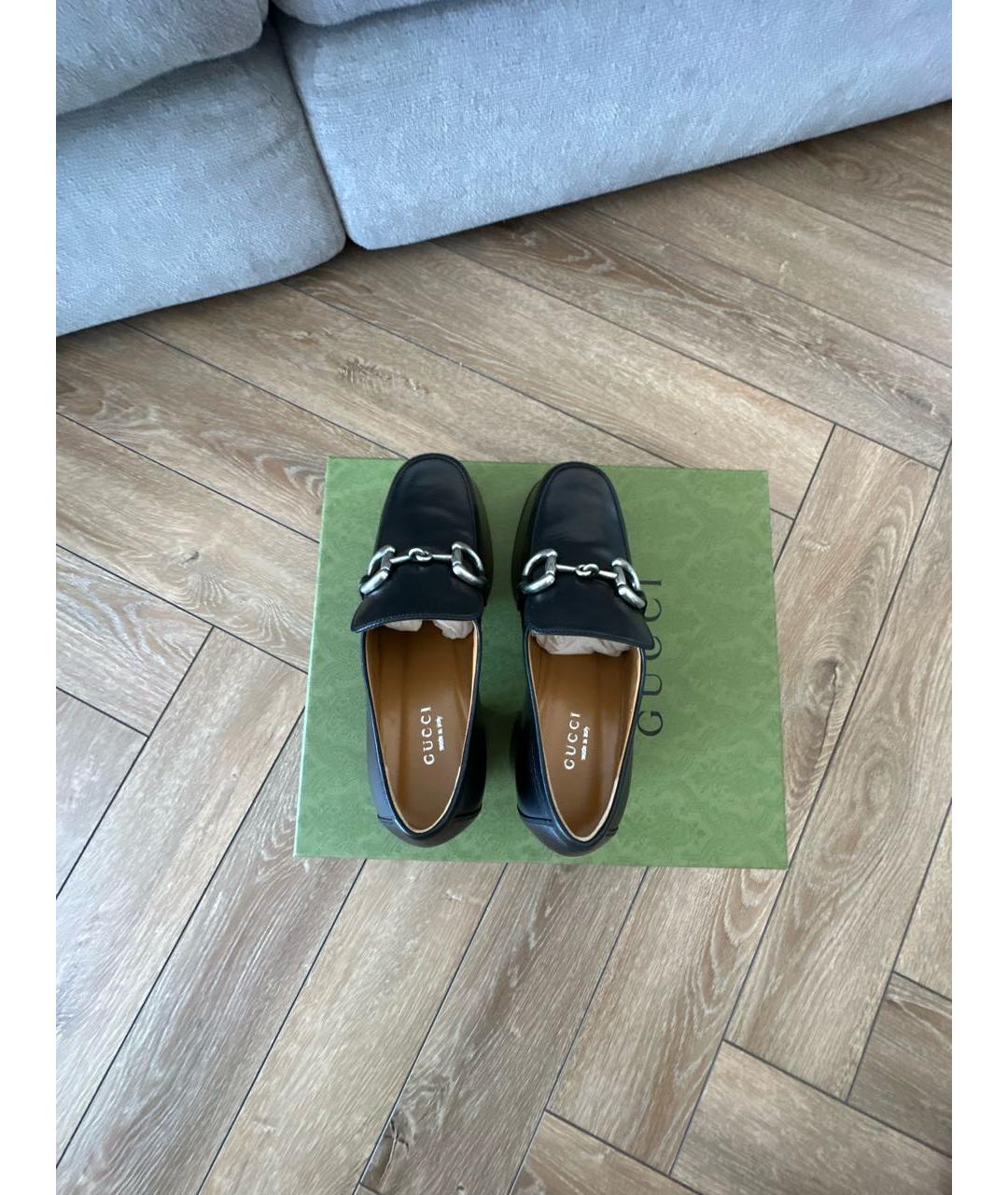 GUCCI Черные кожаные туфли, фото 3