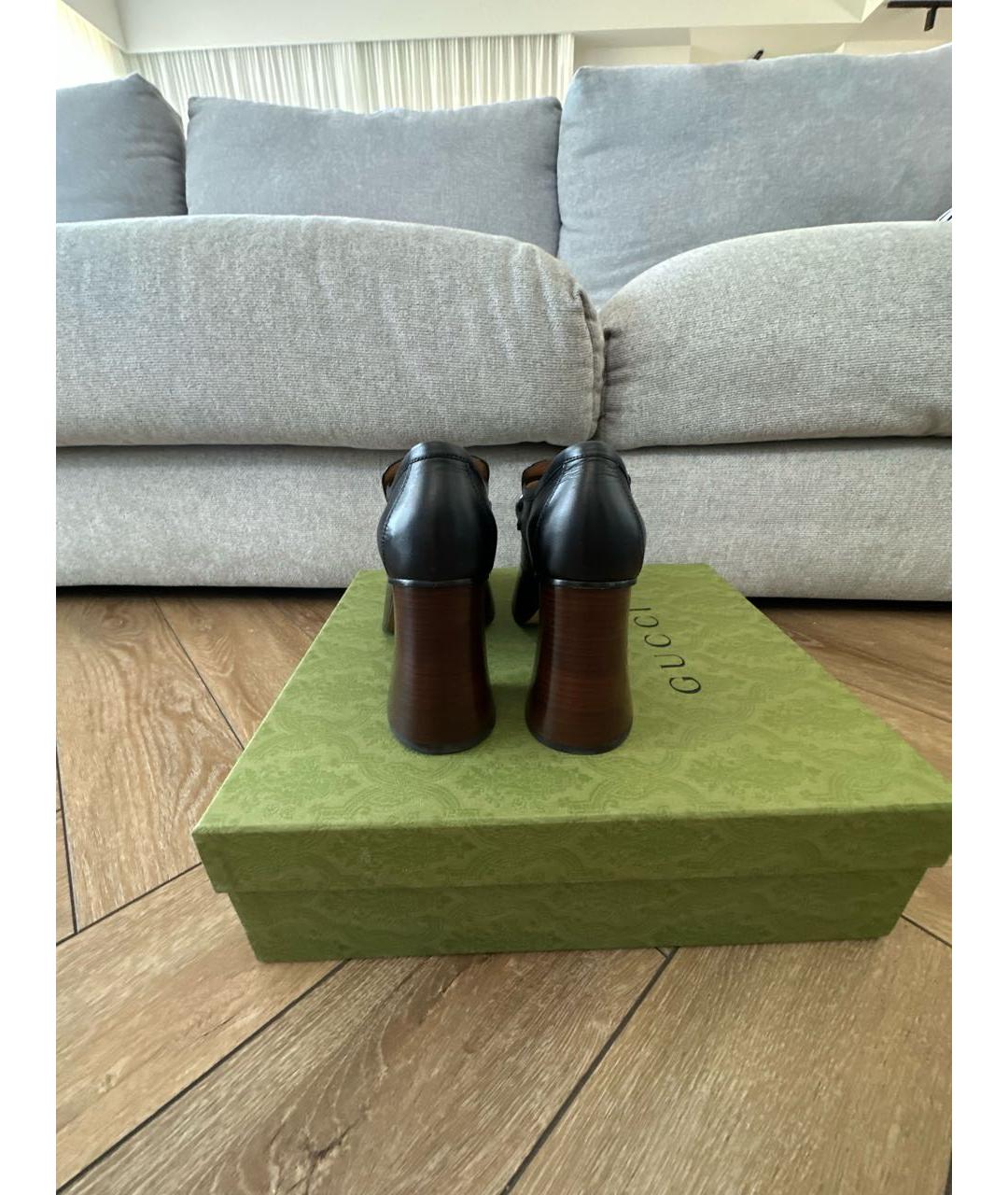 GUCCI Черные кожаные туфли, фото 4