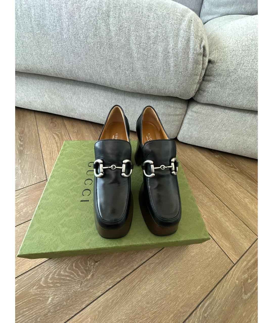 GUCCI Черные кожаные туфли, фото 2