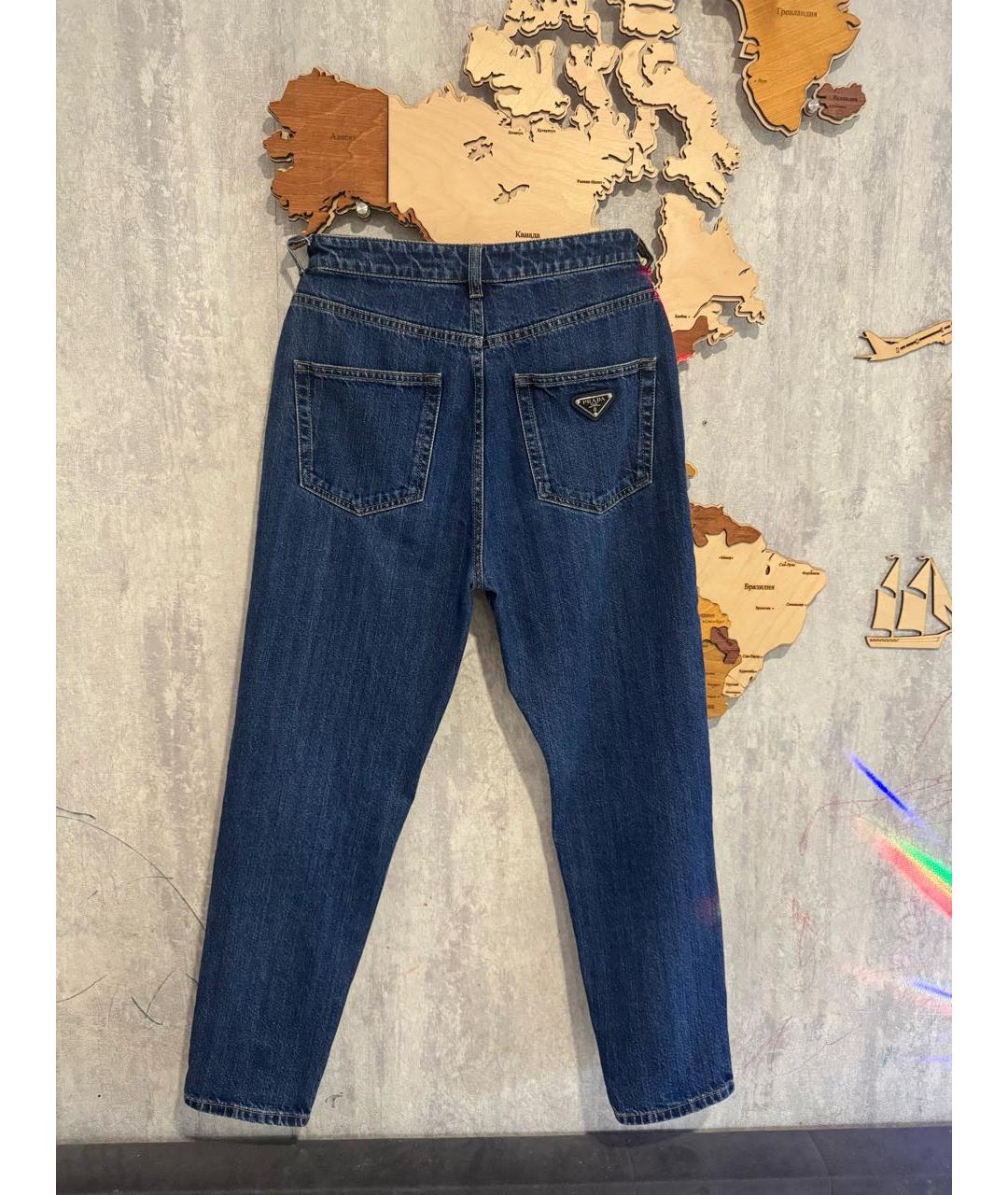 PRADA Синие хлопковые прямые джинсы, фото 2