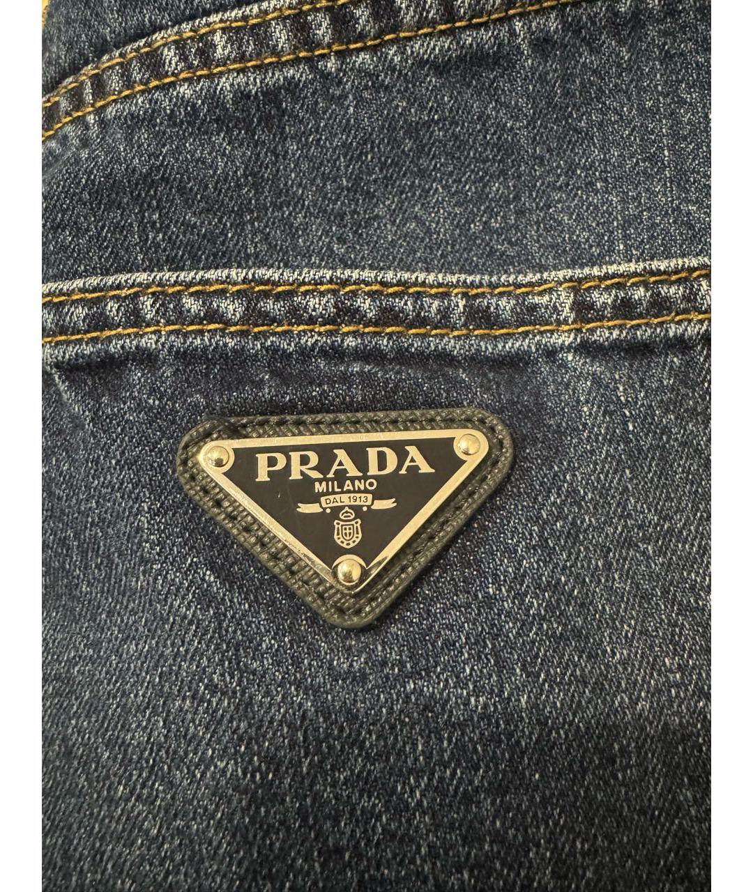 PRADA Синие хлопковые прямые джинсы, фото 4