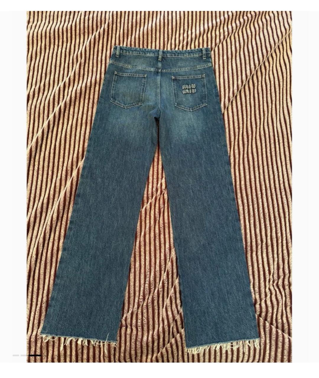 MIU MIU Синие хлопковые прямые джинсы, фото 3