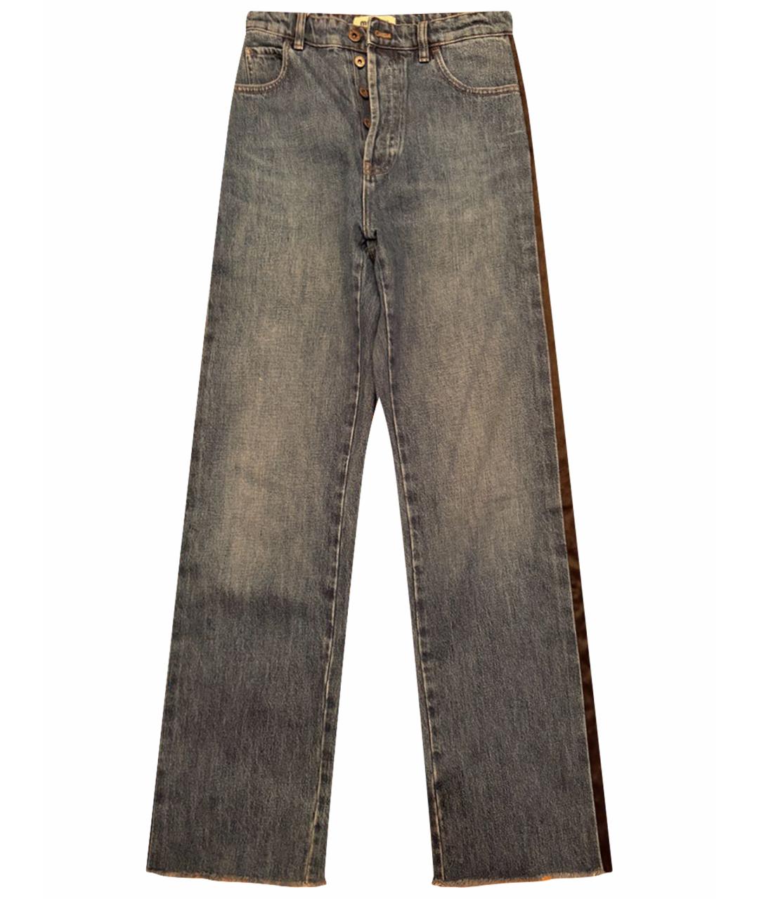 MIU MIU Синие хлопковые прямые джинсы, фото 1