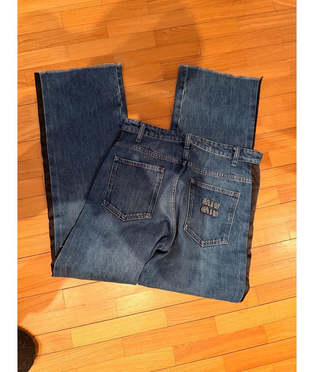 MIU MIU Синие хлопковые прямые джинсы, фото 5