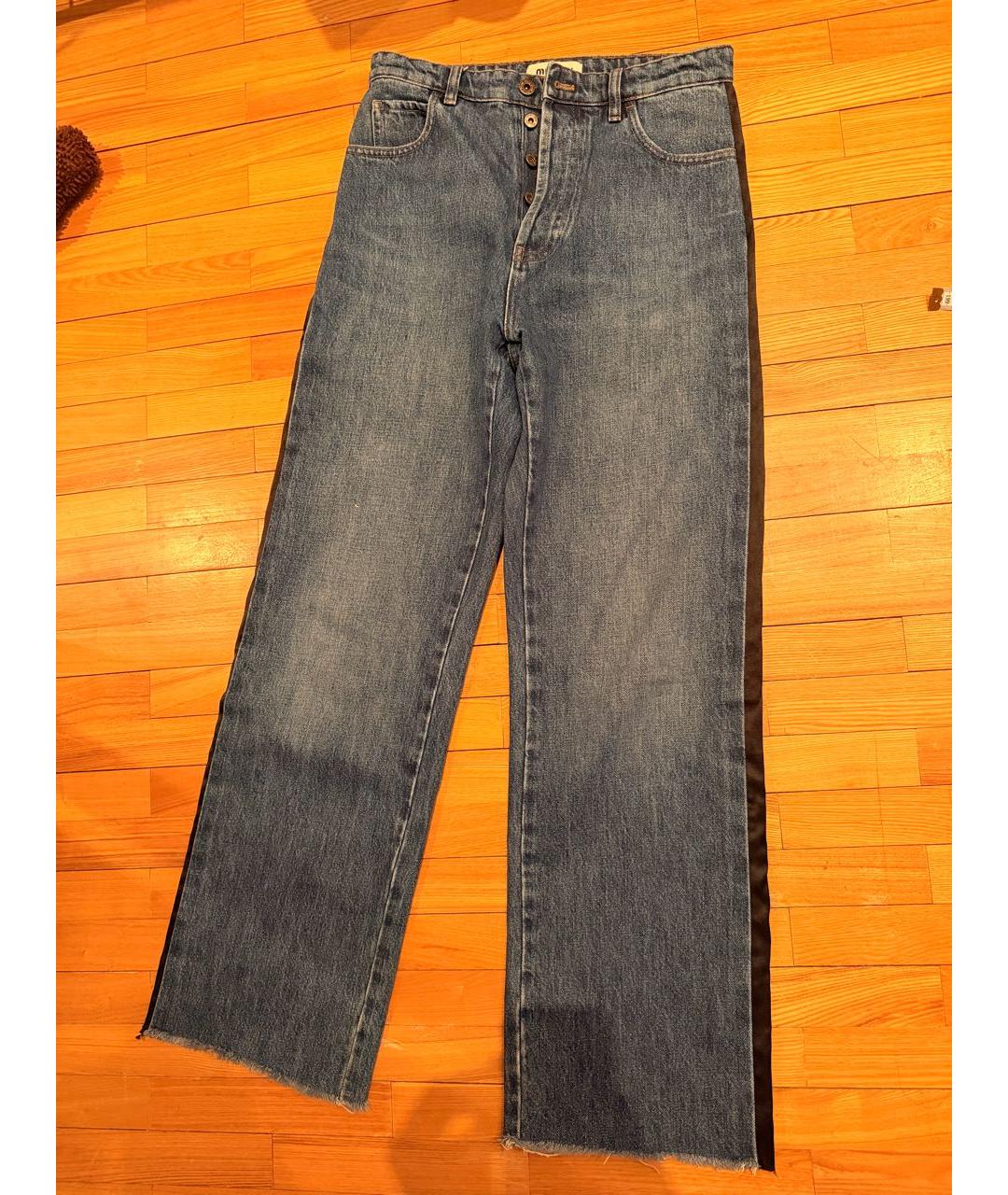 MIU MIU Синие хлопковые прямые джинсы, фото 7