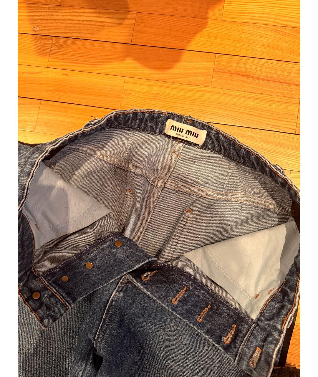 MIU MIU Синие хлопковые прямые джинсы, фото 4