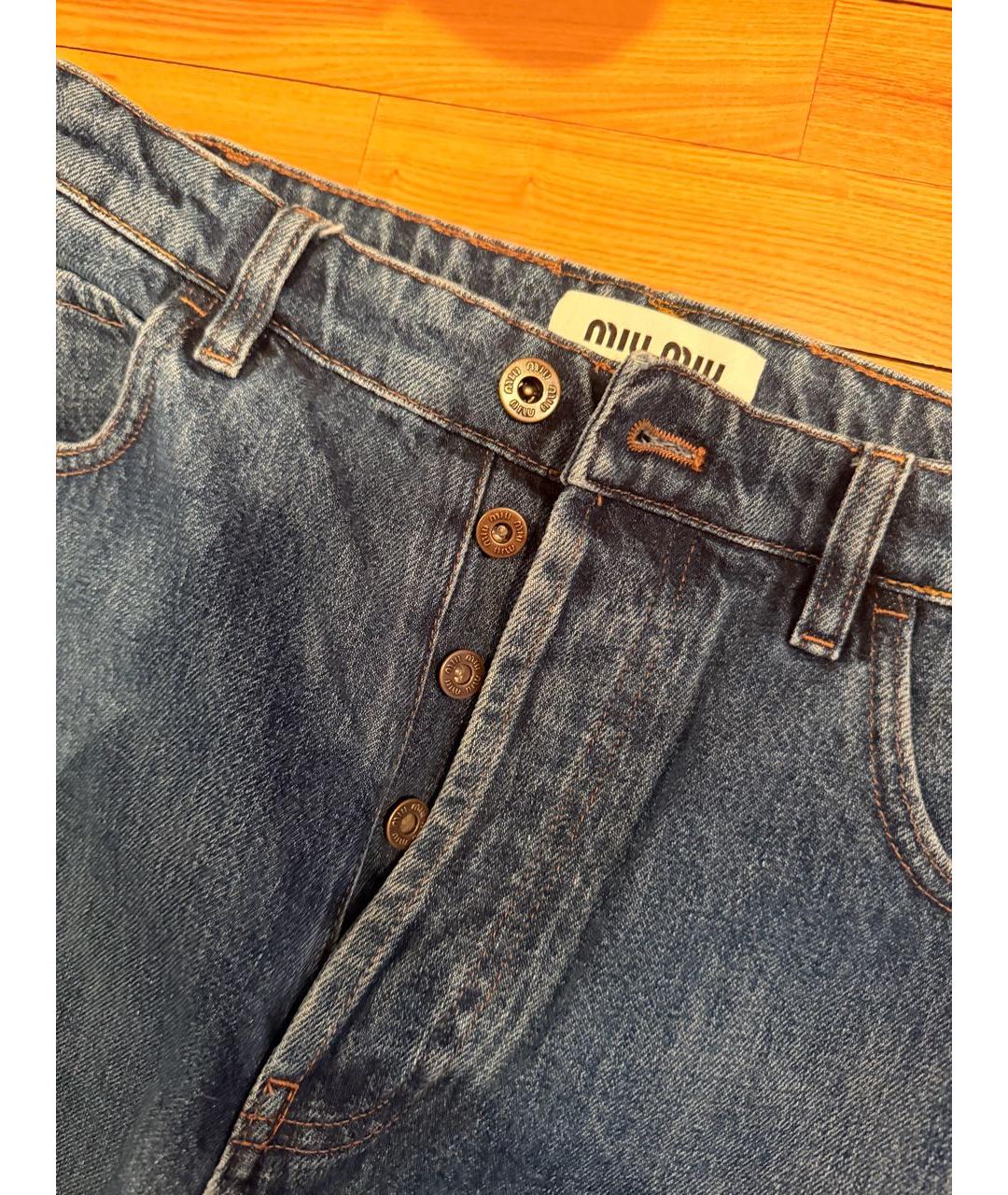MIU MIU Синие хлопковые прямые джинсы, фото 6