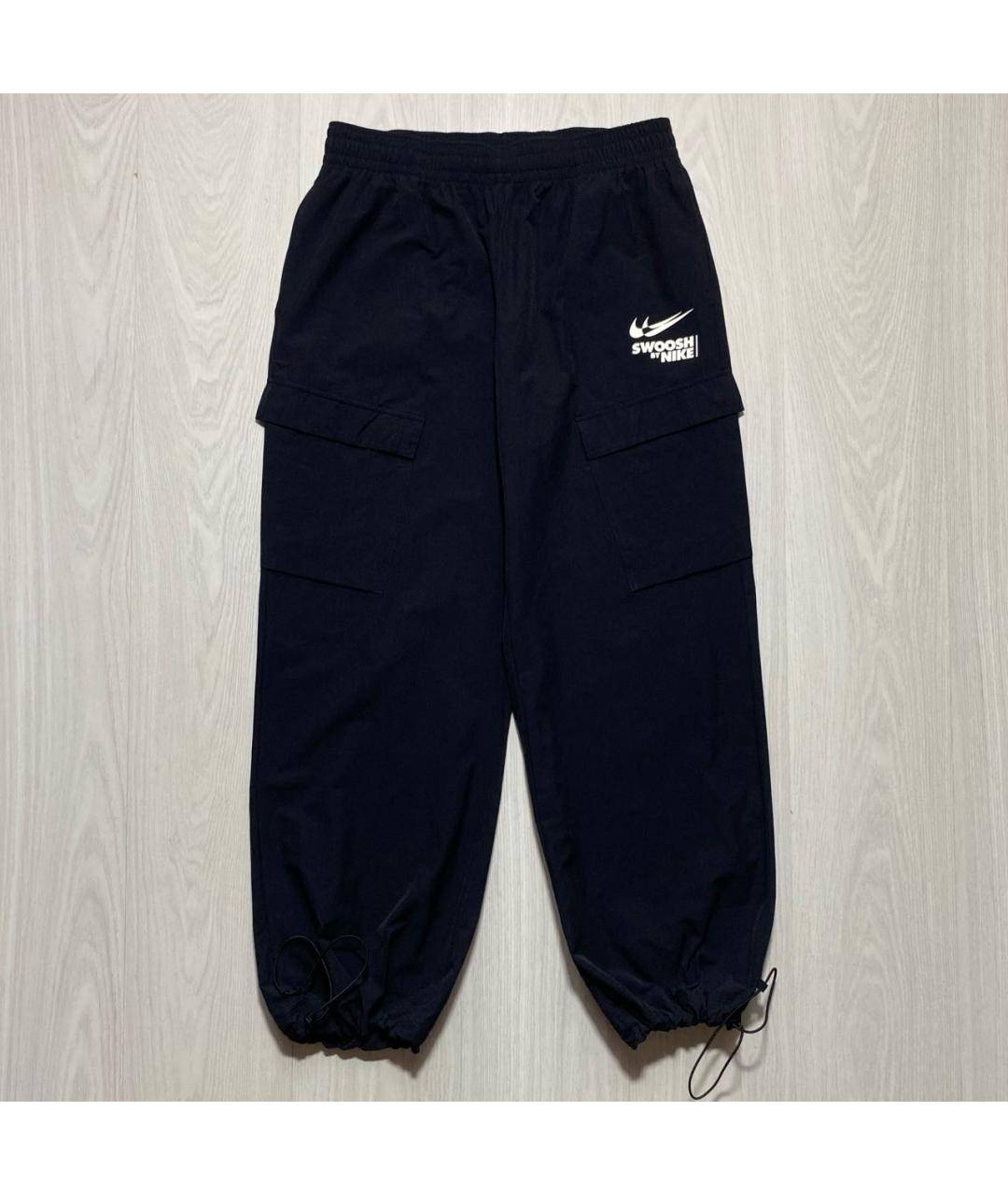 NIKE Черные полиамидовые брюки широкие, фото 9