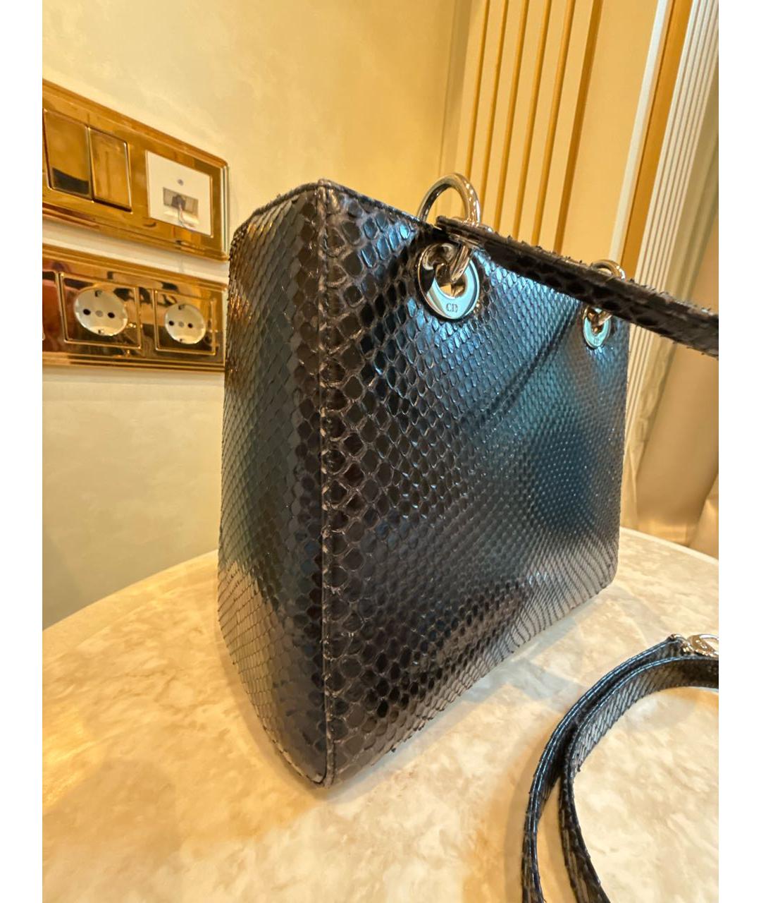 CHRISTIAN DIOR Антрацитовая сумка через плечо из экзотической кожи, фото 5