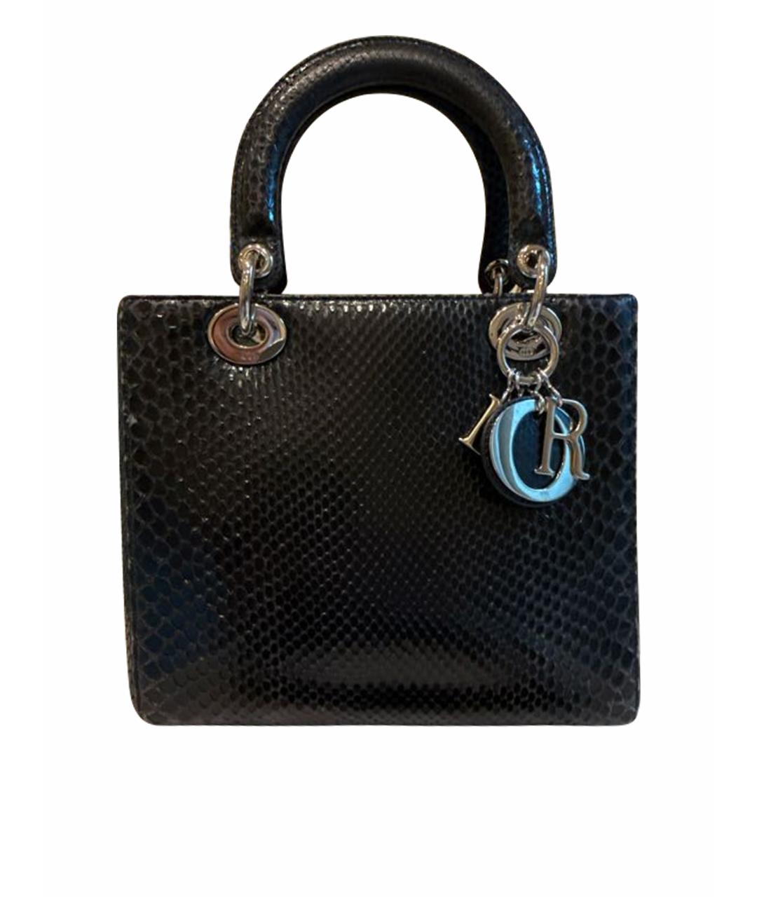 CHRISTIAN DIOR Антрацитовая сумка через плечо из экзотической кожи, фото 1