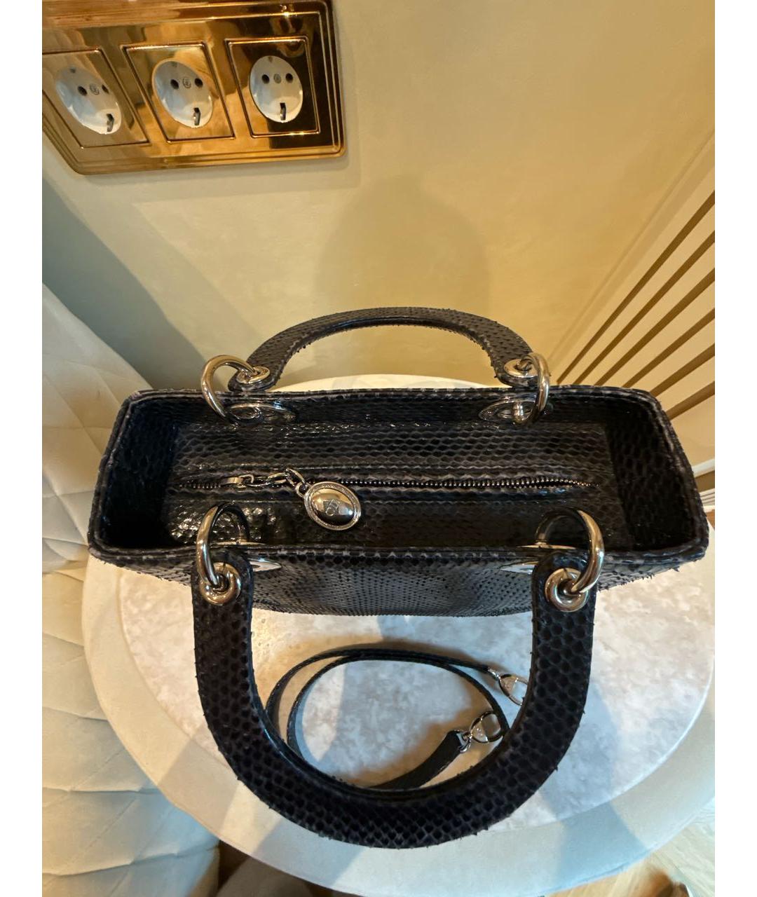 CHRISTIAN DIOR Антрацитовая сумка через плечо из экзотической кожи, фото 4