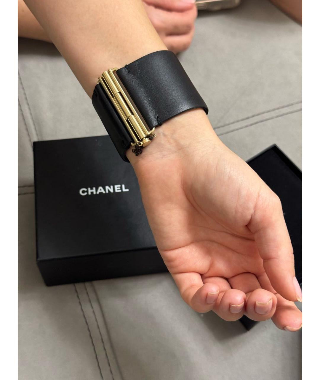 CHANEL Черный кожаный браслет, фото 5