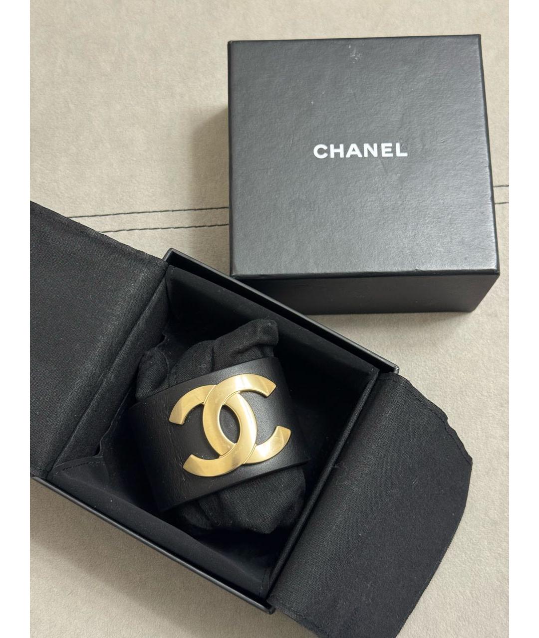 CHANEL Черный кожаный браслет, фото 2