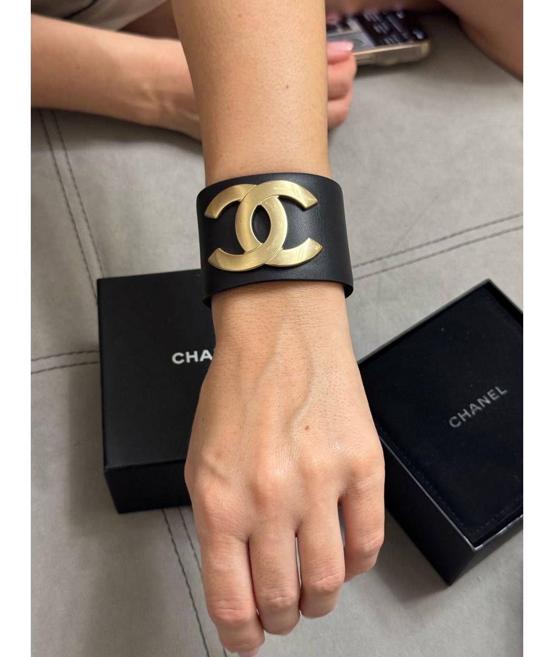 CHANEL Черный кожаный браслет, фото 4