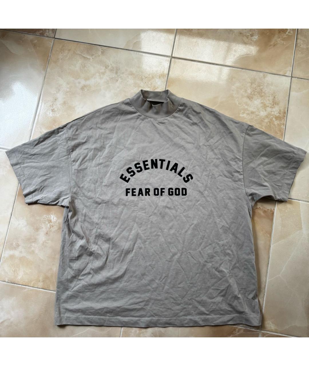 FEAR OF GOD ESSENTIALS Бежевая хлопковая футболка, фото 6