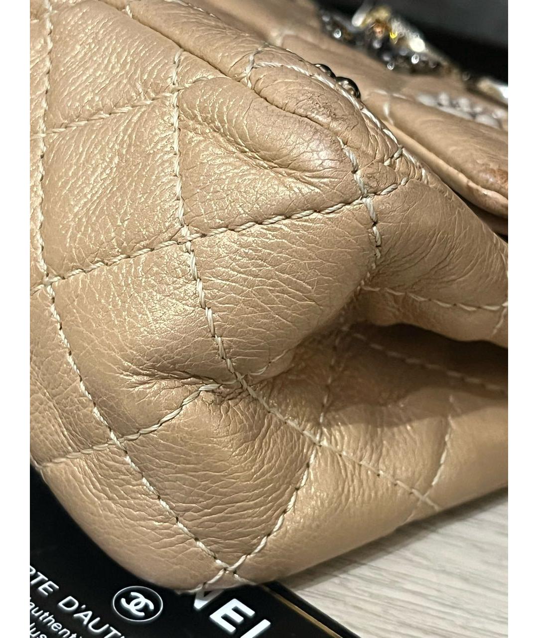 CHANEL Бежевая кожаная сумка через плечо, фото 6