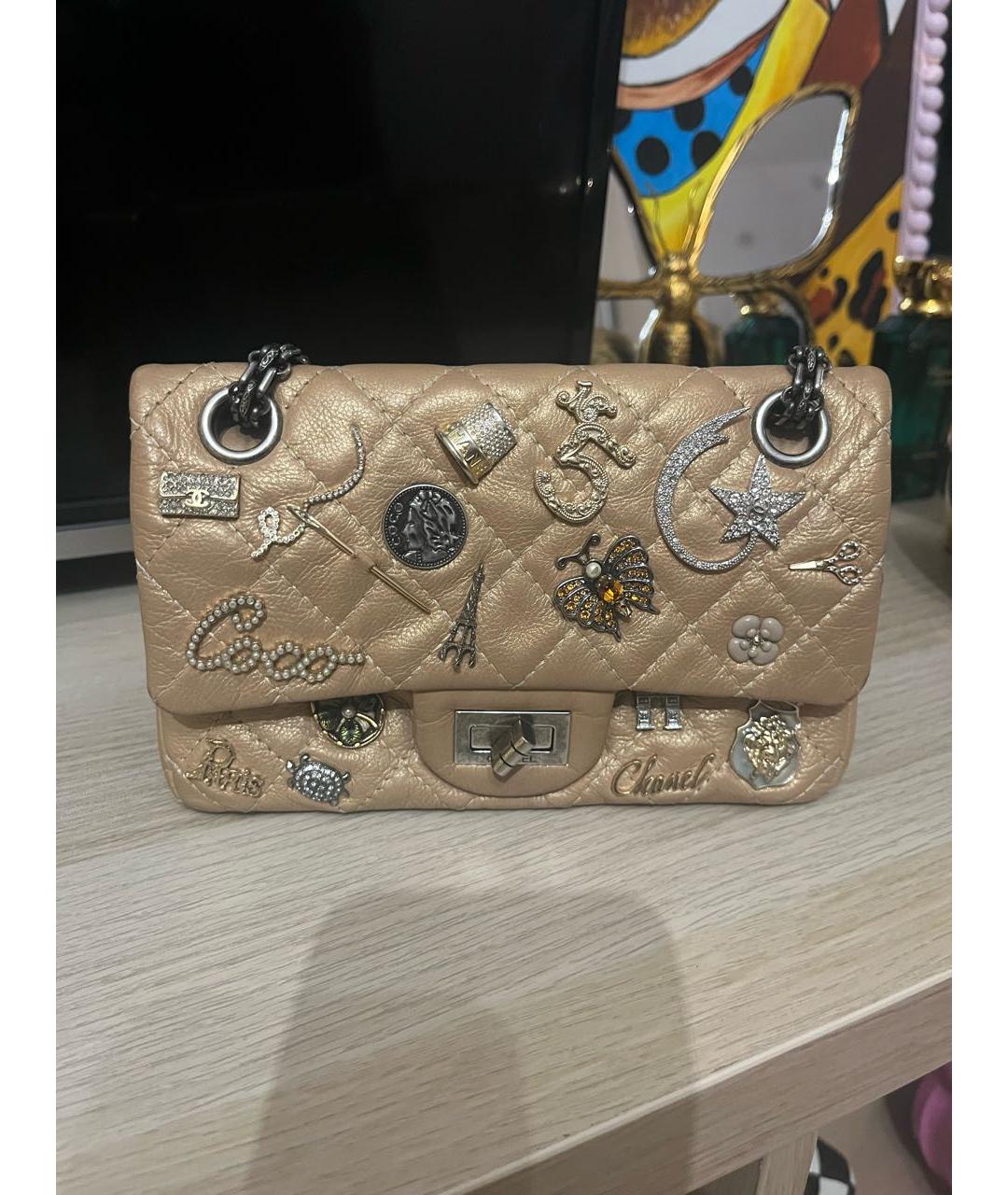 CHANEL Бежевая кожаная сумка через плечо, фото 9