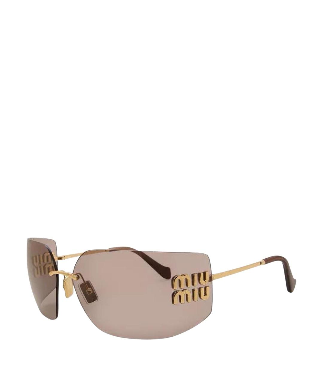 MIU MIU Золотые металлические солнцезащитные очки, фото 1