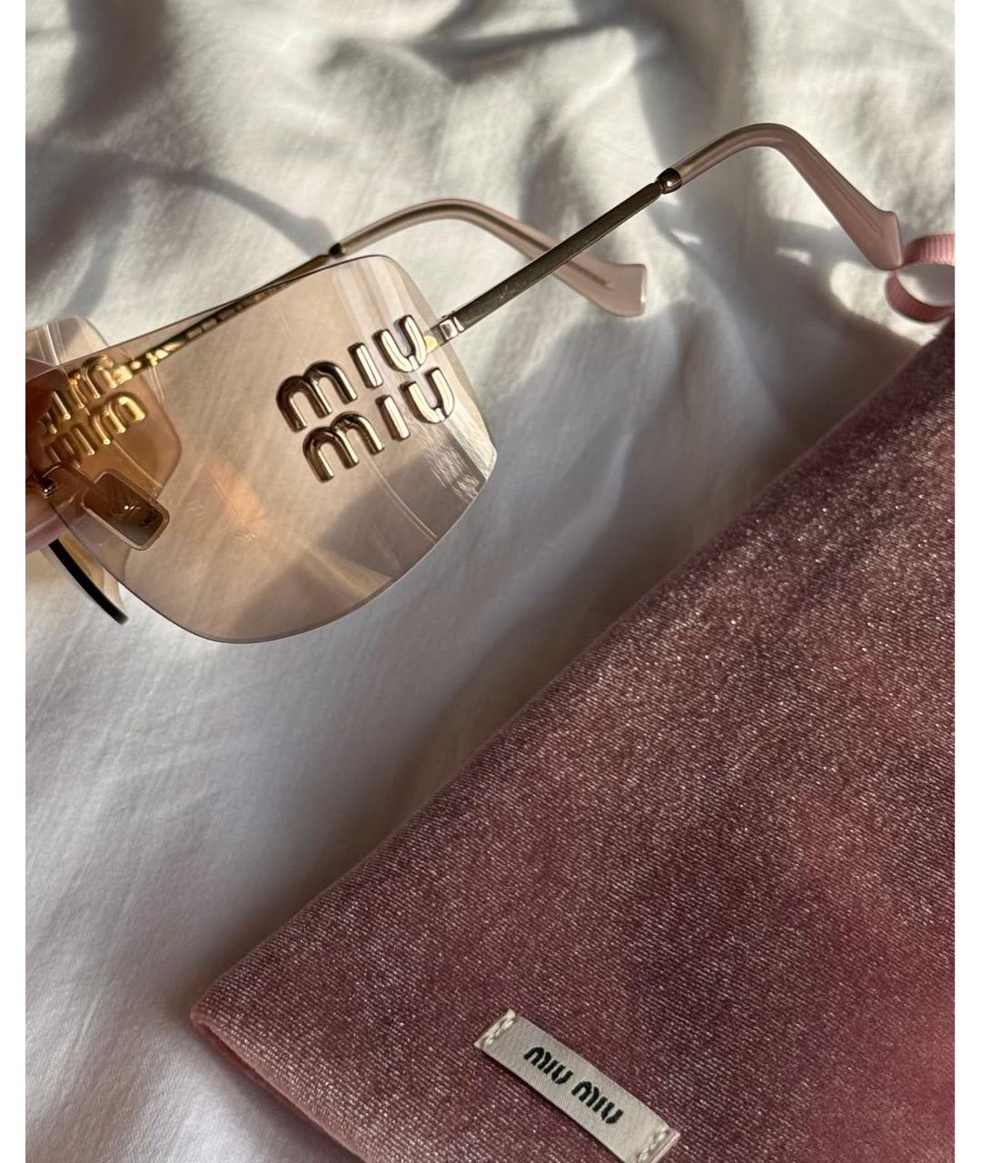 MIU MIU Золотые металлические солнцезащитные очки, фото 7