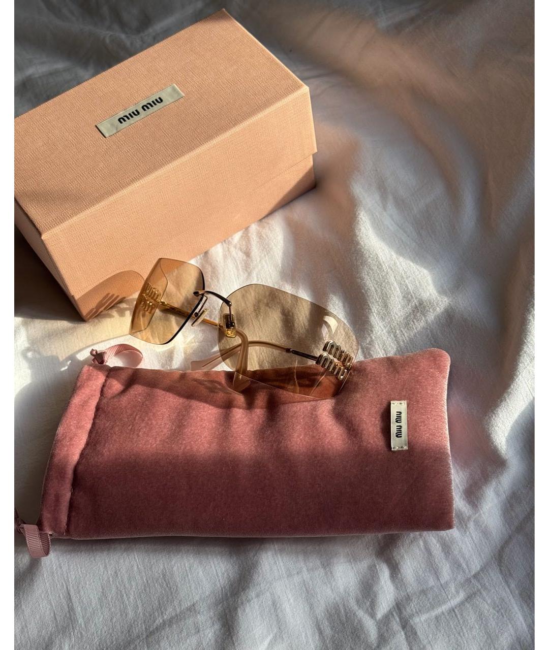 MIU MIU Золотые металлические солнцезащитные очки, фото 2