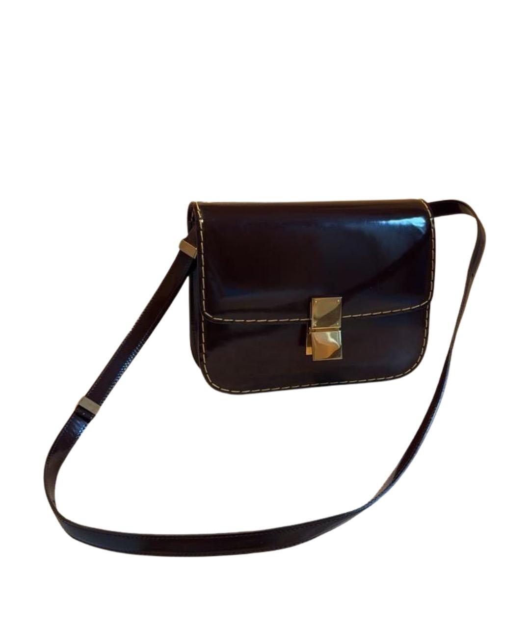 CELINE Бордовая сумка через плечо из лакированной кожи, фото 1