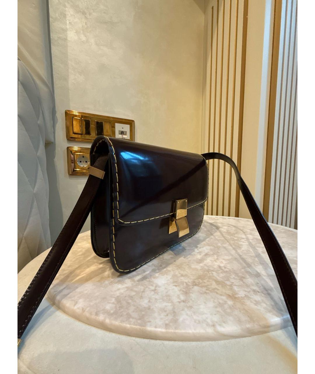 CELINE Бордовая сумка через плечо из лакированной кожи, фото 2