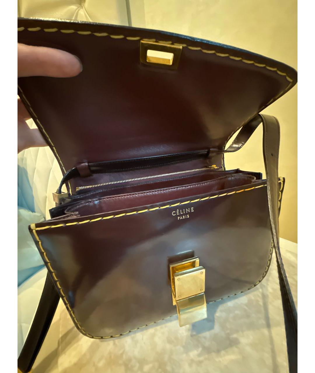 CELINE Бордовая сумка через плечо из лакированной кожи, фото 4