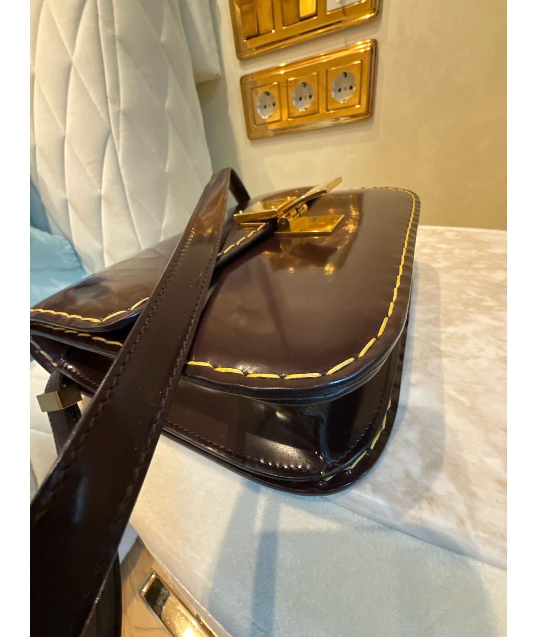 CELINE Бордовая сумка через плечо из лакированной кожи, фото 6