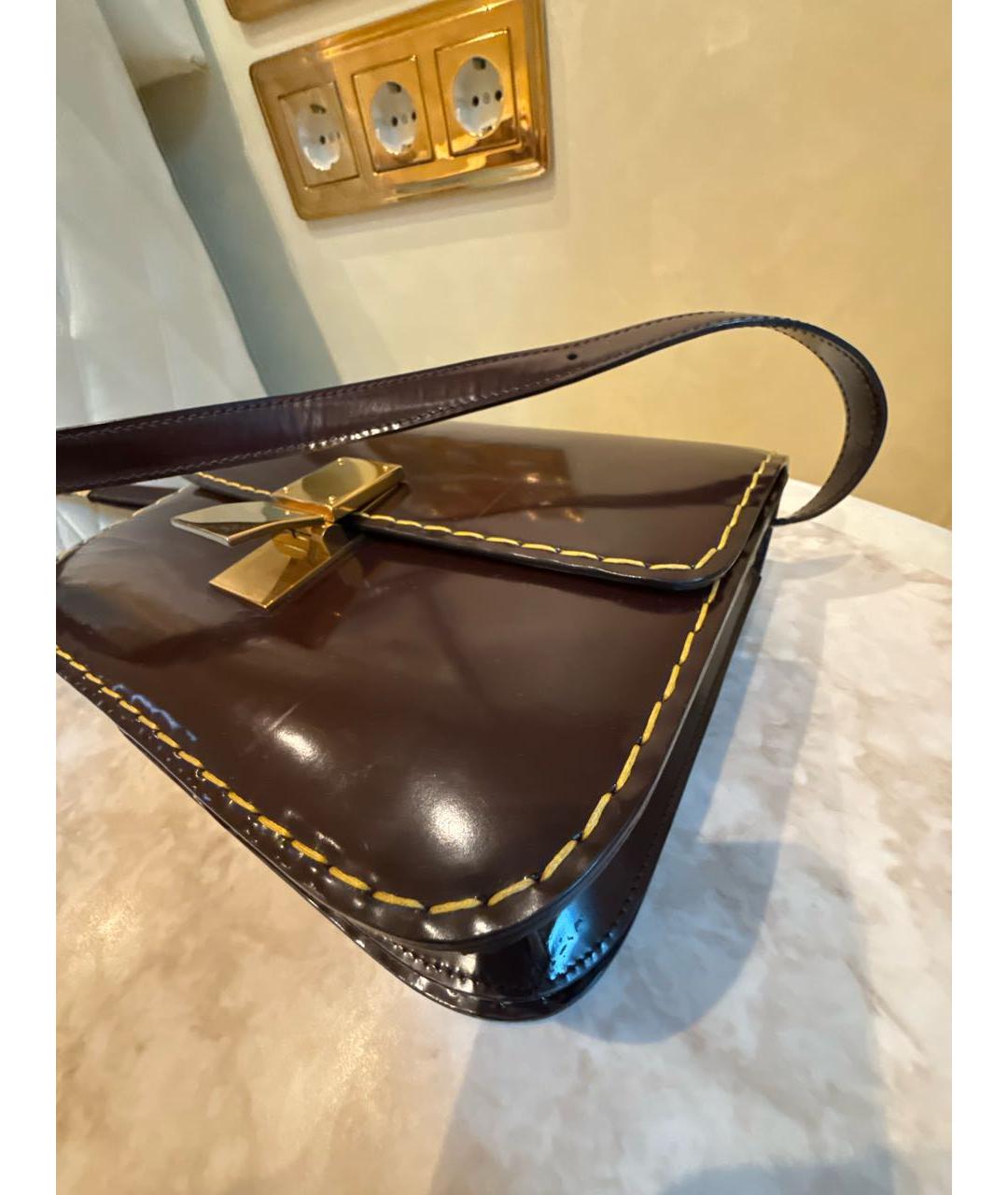 CELINE Бордовая сумка через плечо из лакированной кожи, фото 7