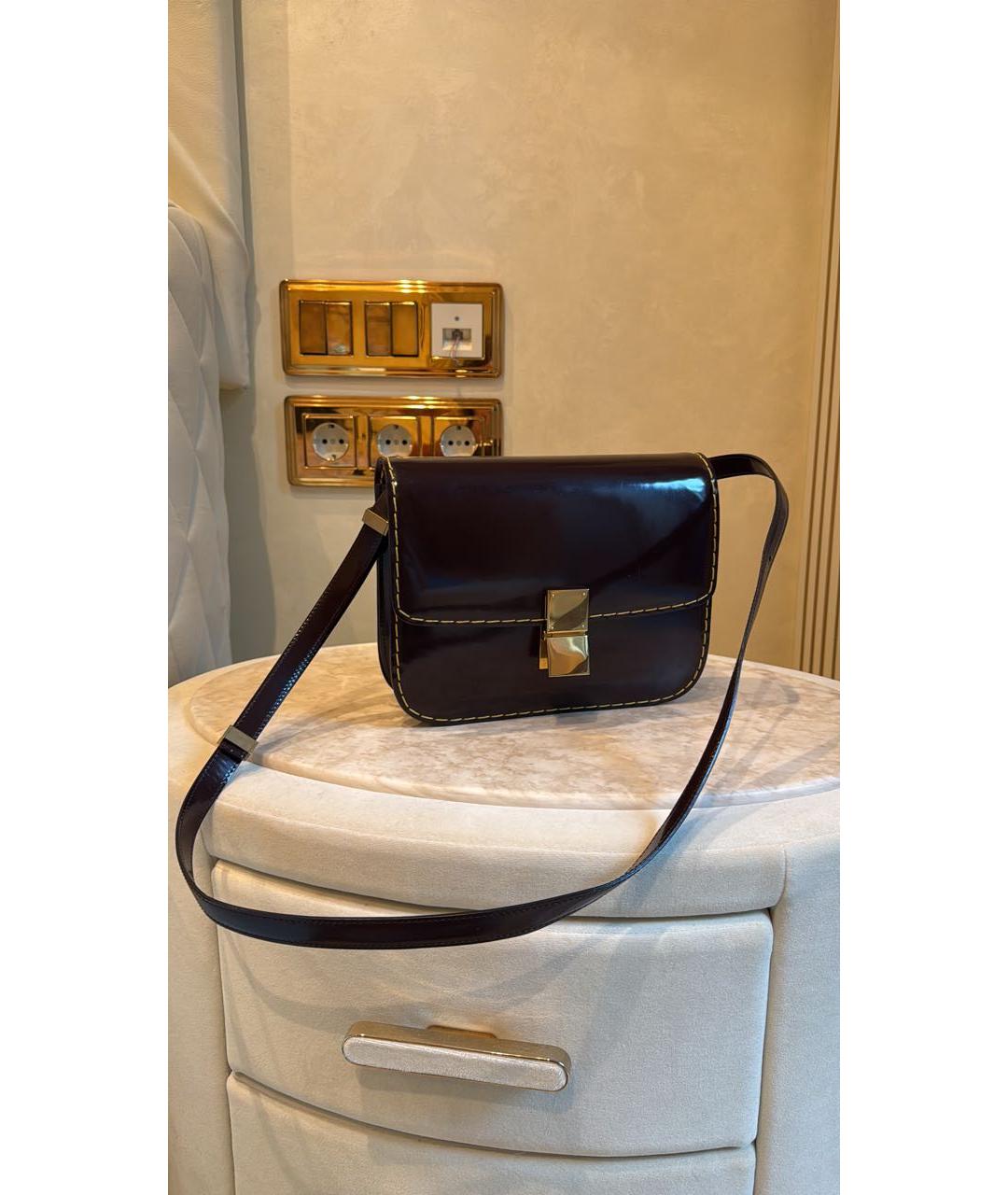 CELINE Бордовая сумка через плечо из лакированной кожи, фото 8