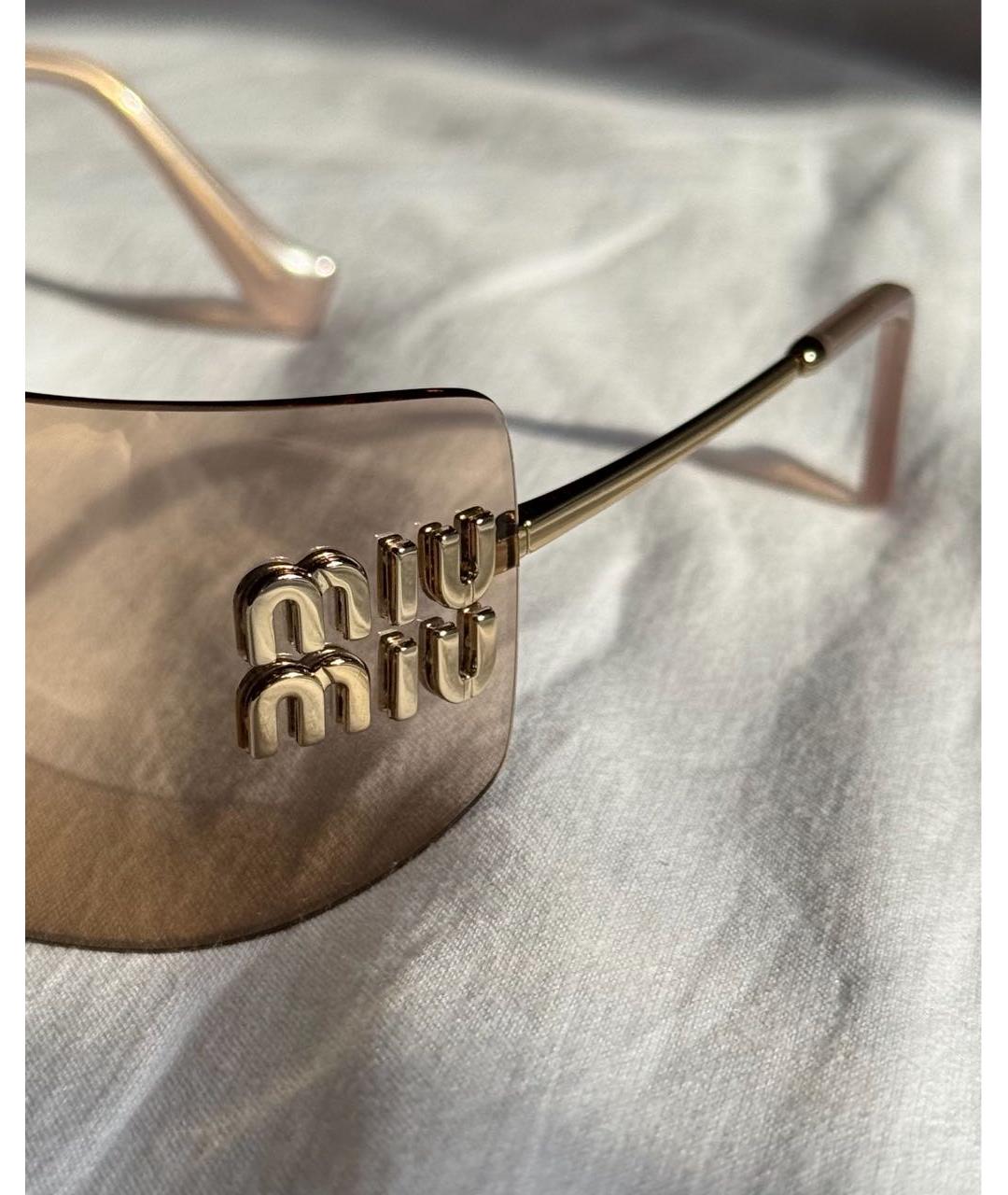 MIU MIU Золотые металлические солнцезащитные очки, фото 8