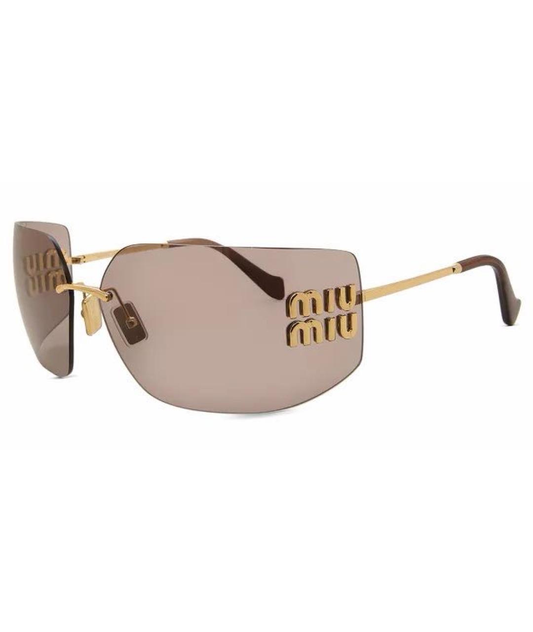 MIU MIU Золотые металлические солнцезащитные очки, фото 9