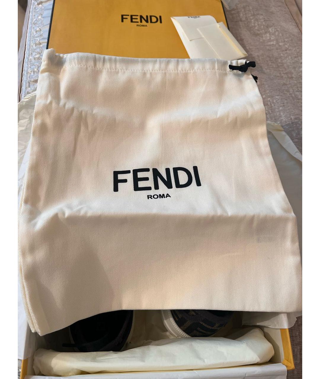 FENDI Коричневые текстильные кеды, фото 6