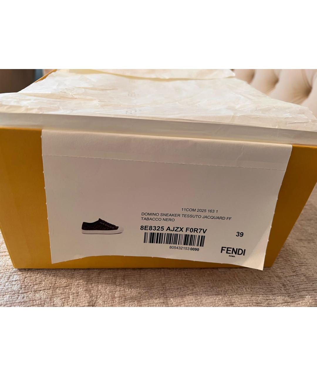 FENDI Коричневые текстильные кеды, фото 4