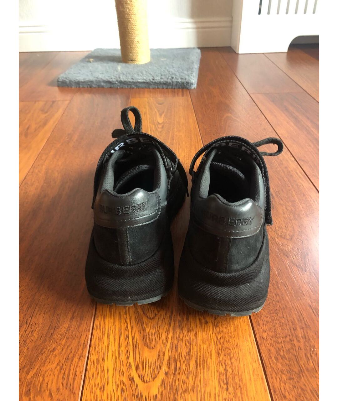 BURBERRY Черные кожаные кроссовки, фото 4