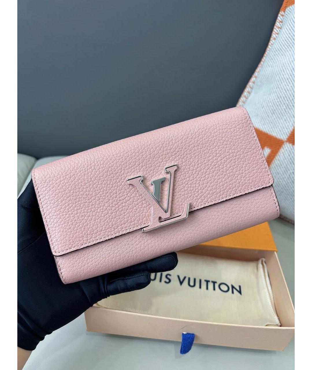 LOUIS VUITTON Розовый кожаный кошелек, фото 7