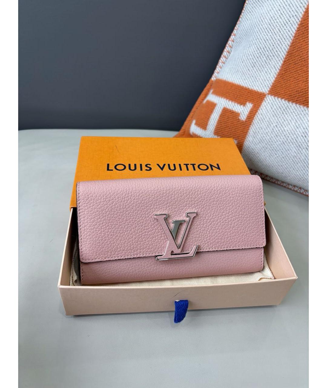 LOUIS VUITTON Розовый кожаный кошелек, фото 2