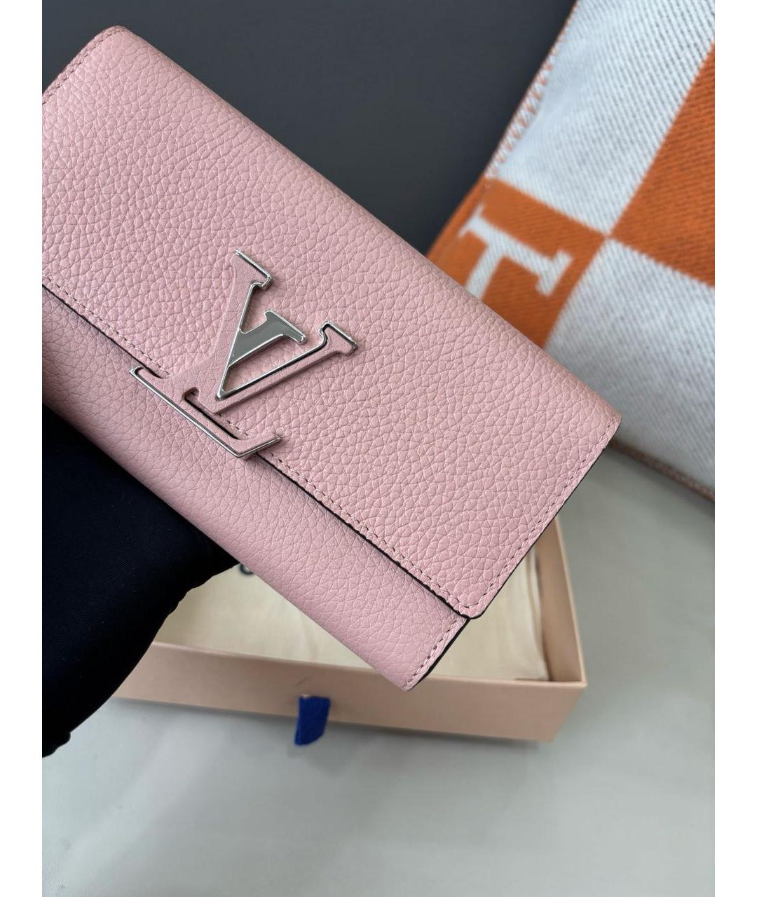 LOUIS VUITTON Розовый кожаный кошелек, фото 3