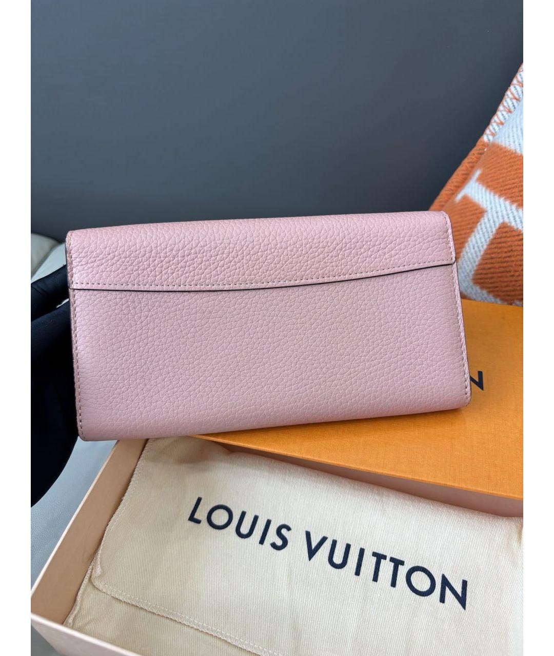 LOUIS VUITTON Розовый кожаный кошелек, фото 5