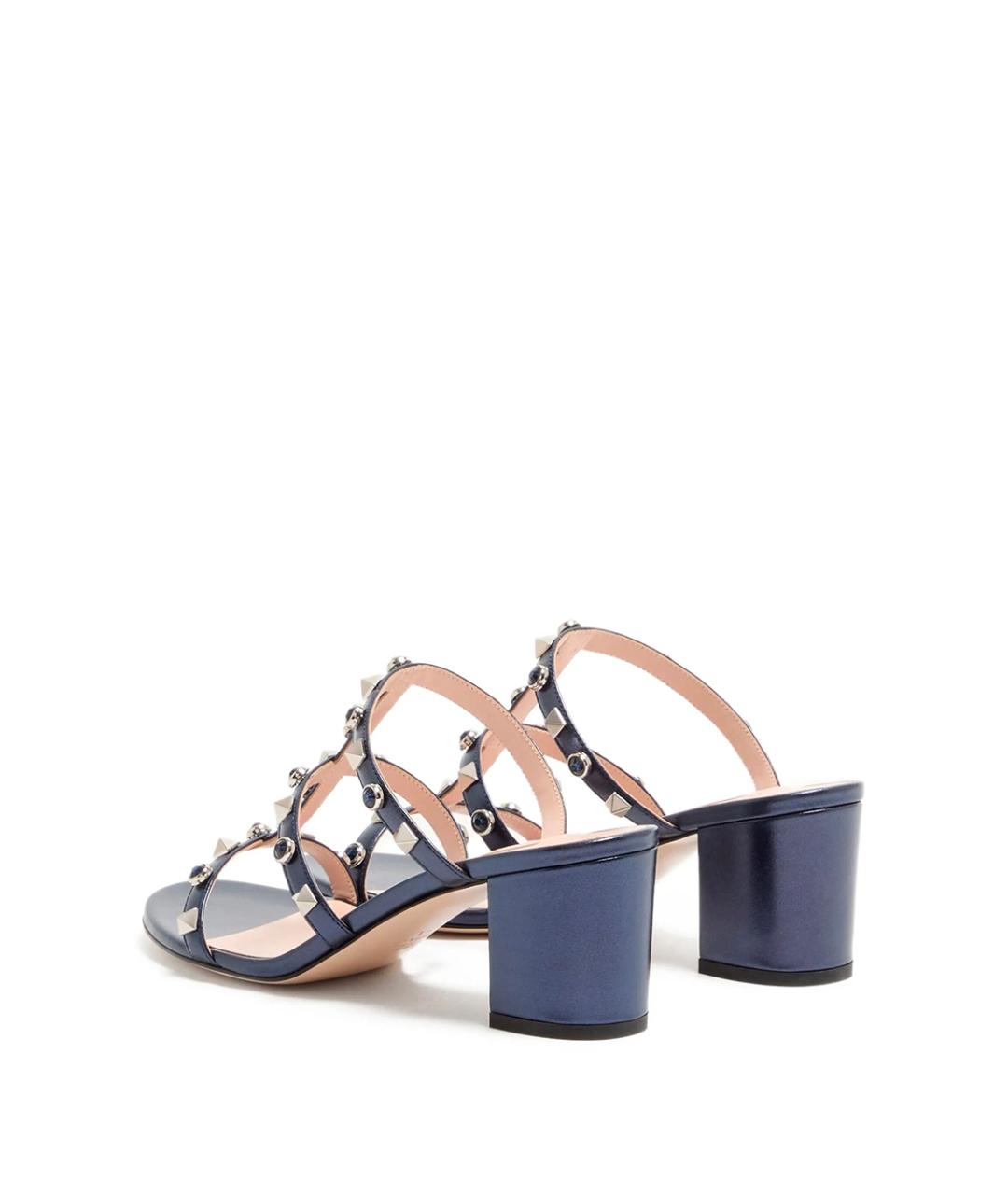 VALENTINO Синие кожаные мюли, фото 7