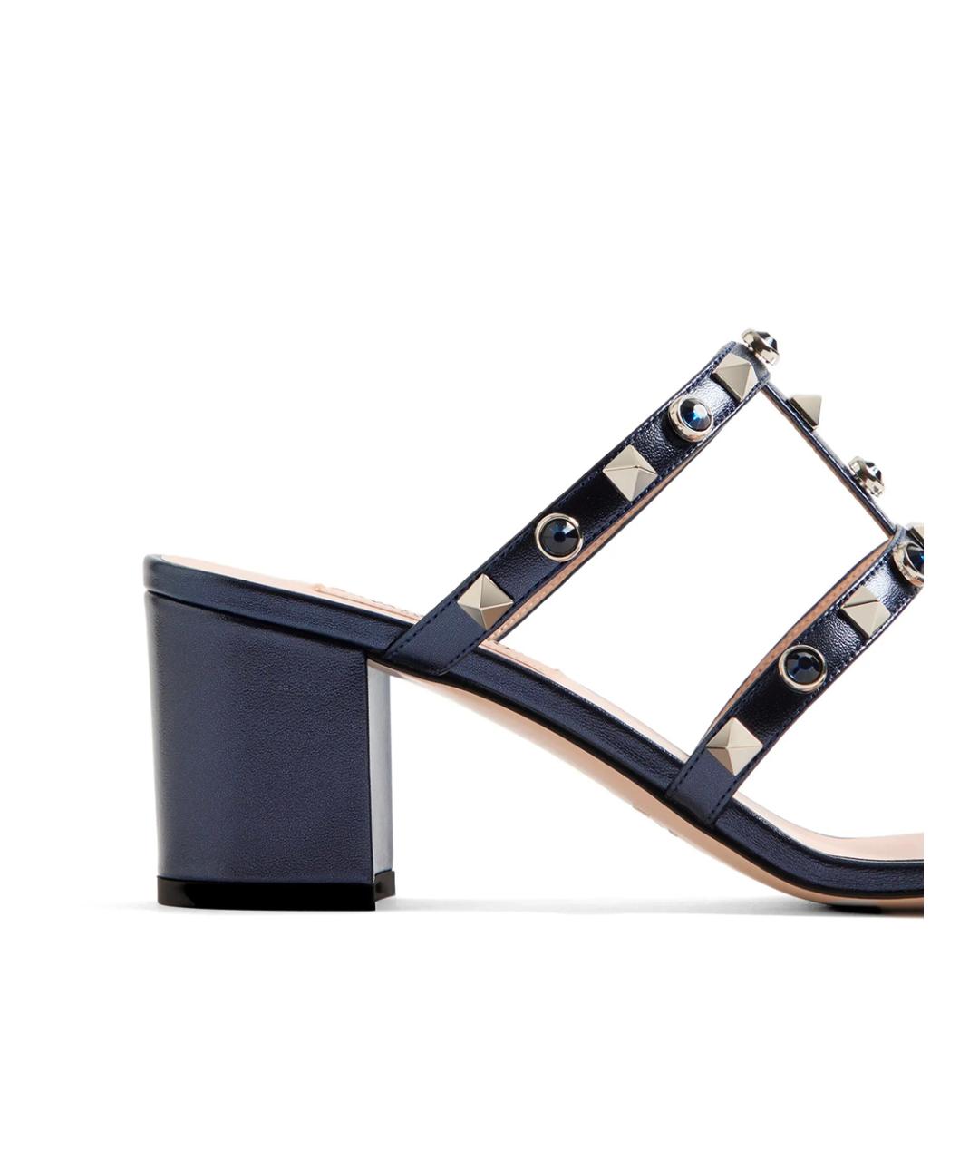 VALENTINO Синие кожаные мюли, фото 3
