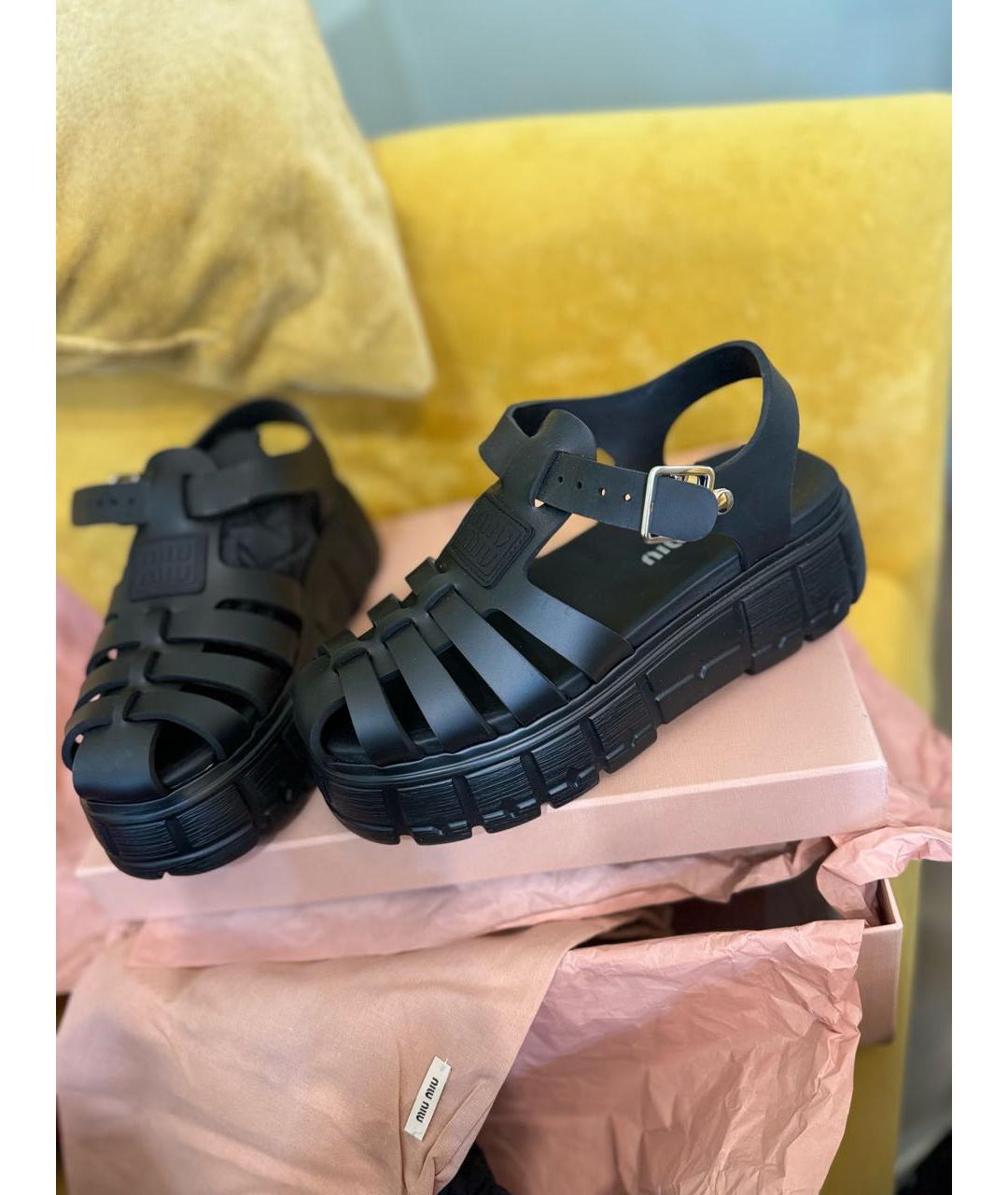 MIU MIU Черные сандалии, фото 5