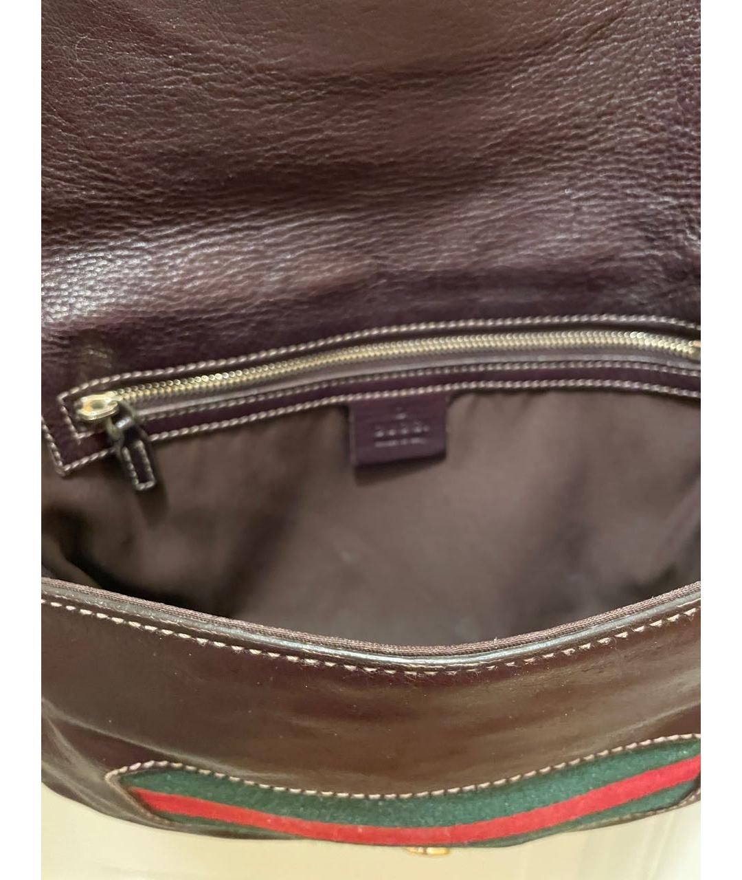 GUCCI Коричневая кожаная сумка через плечо, фото 3