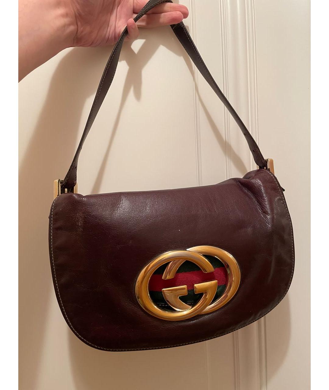 GUCCI Коричневая кожаная сумка через плечо, фото 4