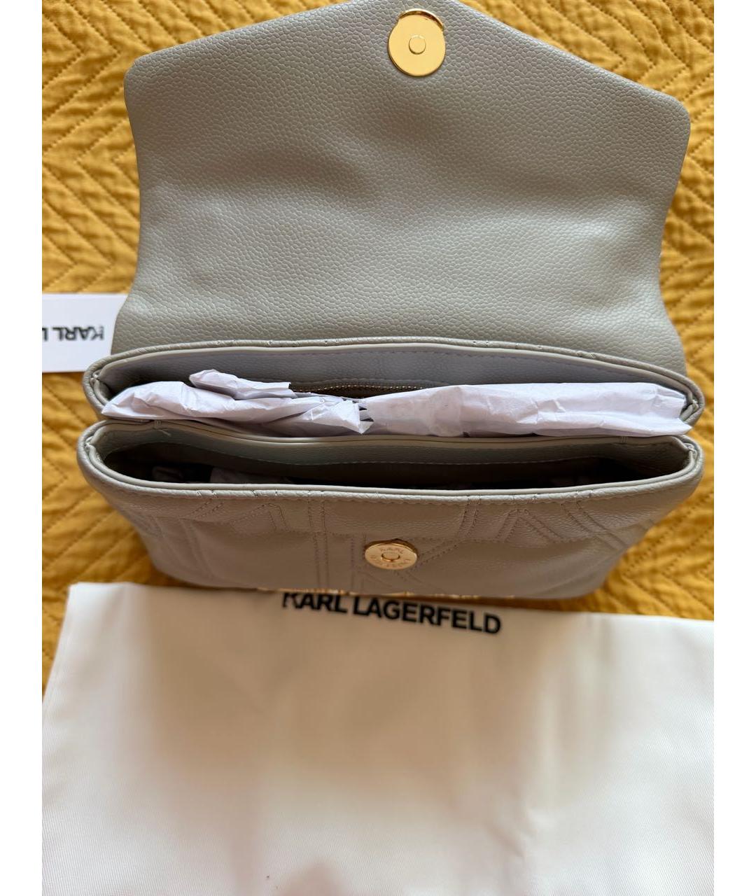 KARL LAGERFELD Серая кожаная сумка через плечо, фото 2