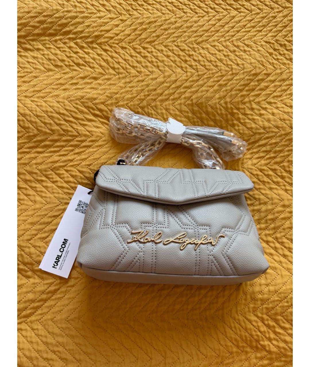 KARL LAGERFELD Серая кожаная сумка через плечо, фото 3