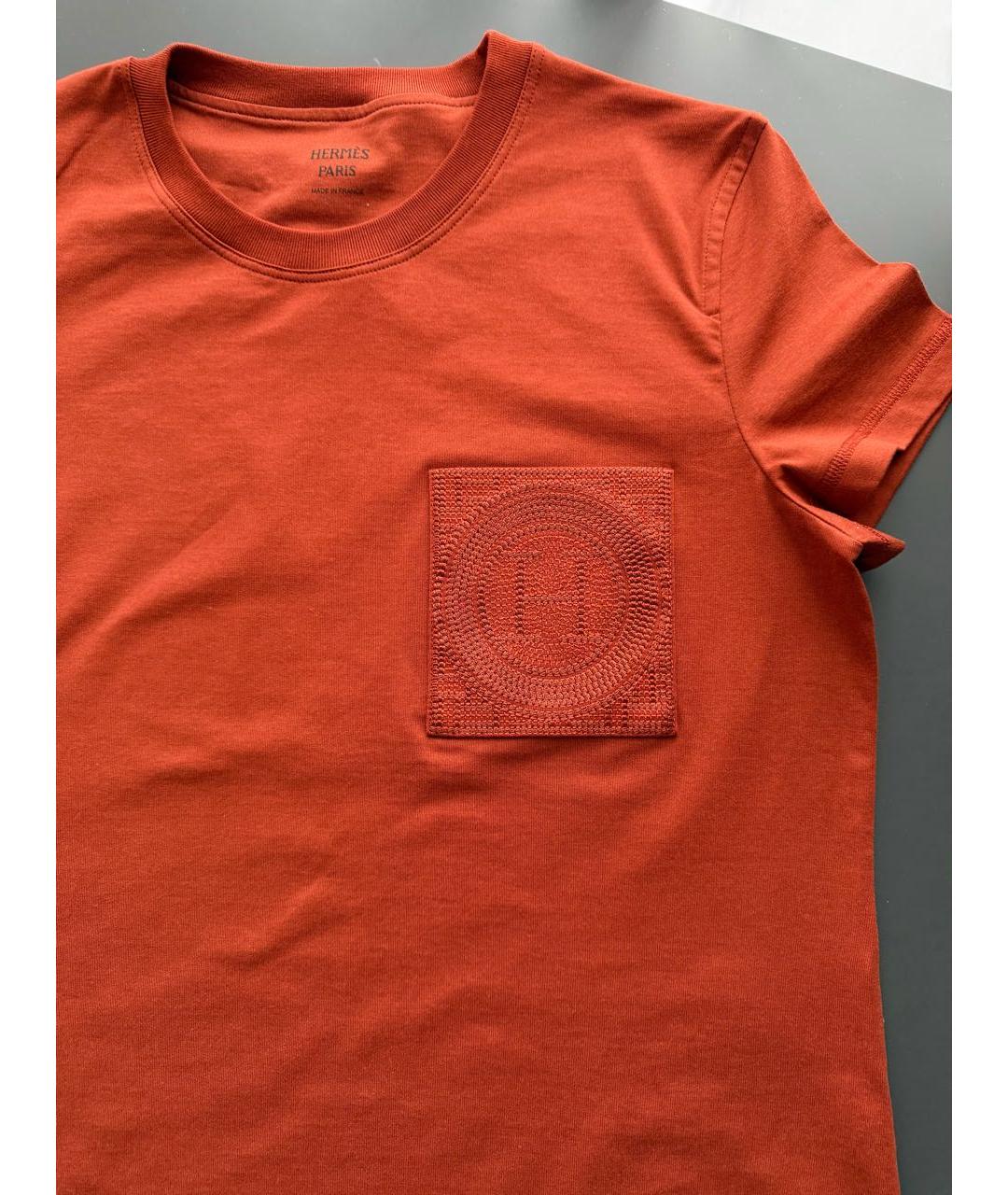 HERMES Красная хлопковая футболка, фото 3