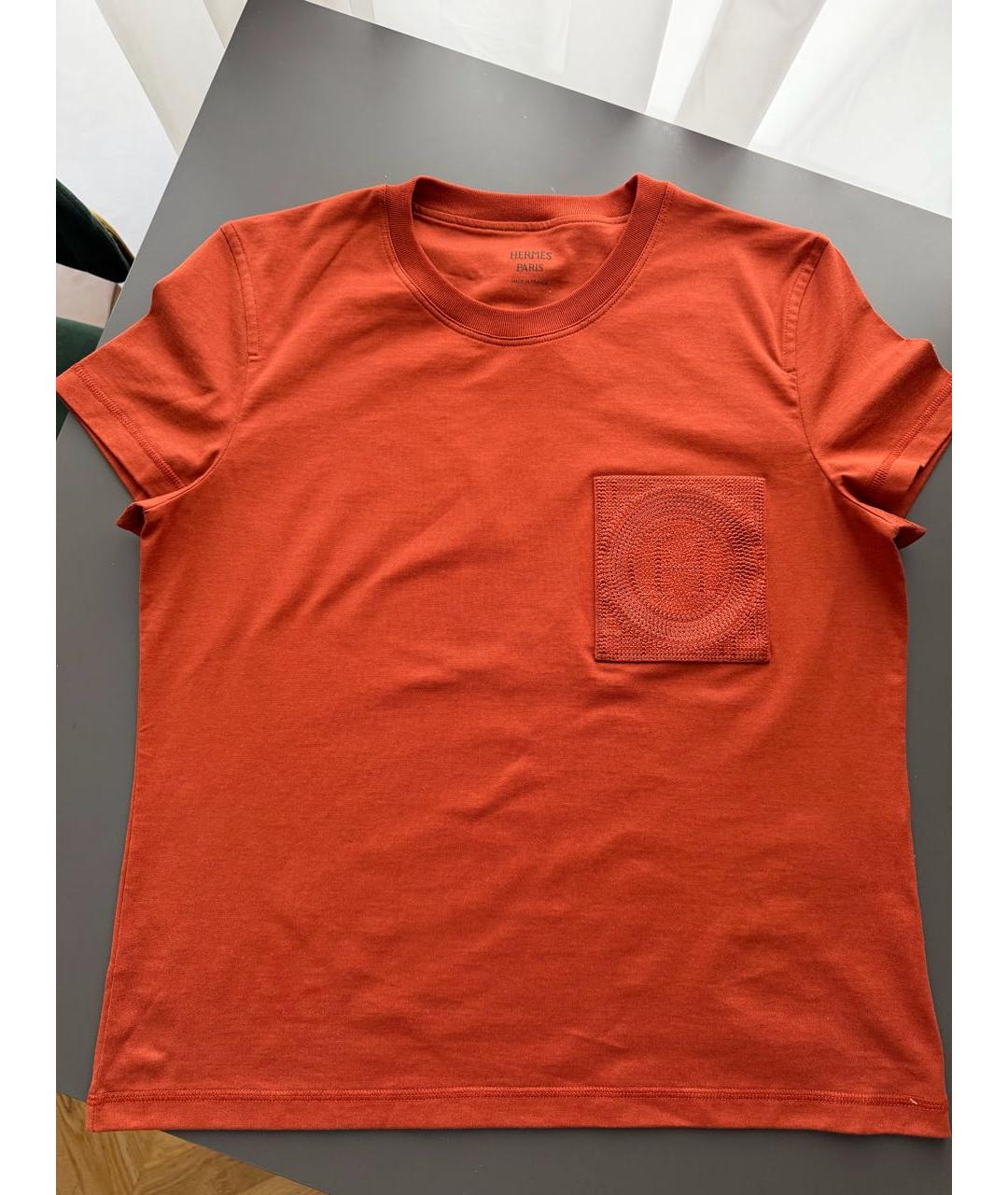 HERMES Красная хлопковая футболка, фото 5
