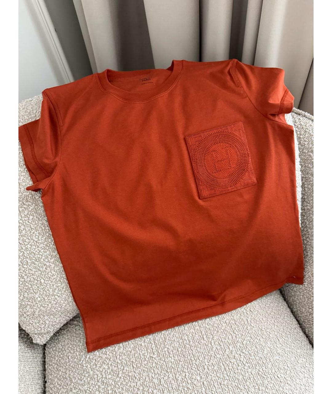 HERMES Красная хлопковая футболка, фото 2