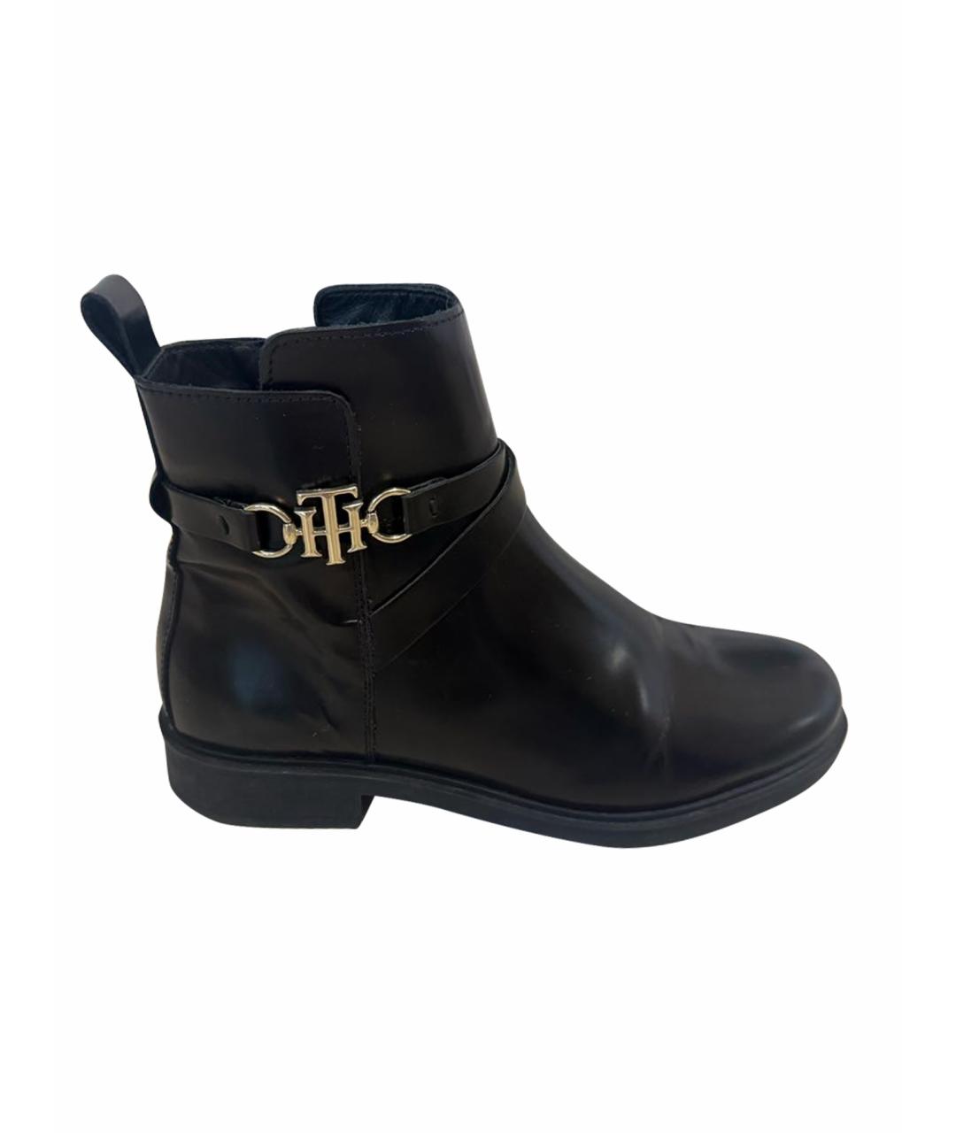 TOMMY HILFIGER Черные кожаные ботильоны, фото 1